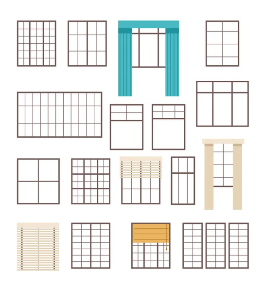 Fensterlinie Isoliert Gesetzt Vektor Flache Grafik Design Cartoon Illustration — Stockvektor