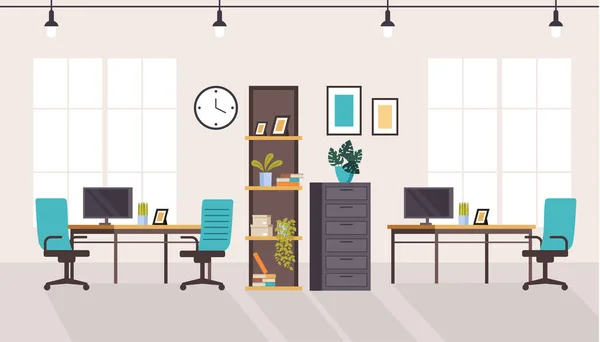 Büroarbeitsplatzmöbel Innenraumkonzept Vektor Flache Grafik Design Cartoon Illustration — Stockvektor