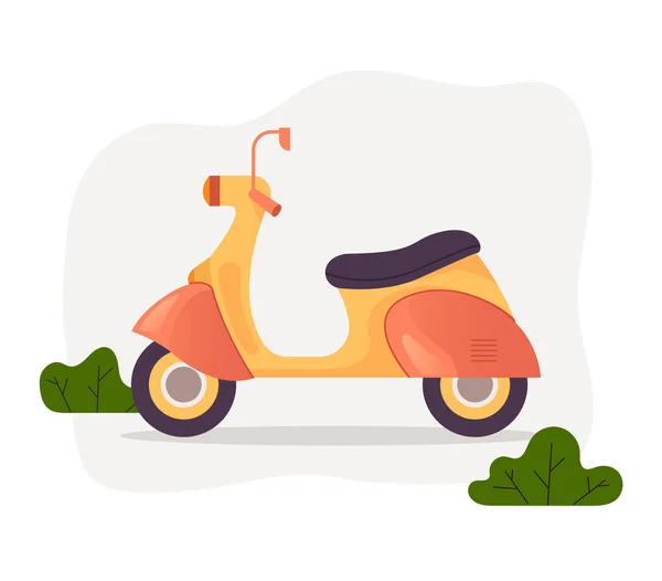 Moped Motorrad Motorroller Isoliertes Konzept Vektor Flache Grafik Design Cartoon — Stockvektor