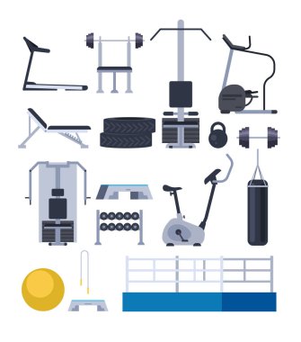 Jimnastik aletleri izole edildi. Vektör düz grafik tasarım çizgi film illüstrasyonu 
