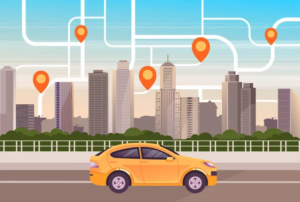 Városi Taxi Taxi Mobil App Koncepció Vektor Lapos Rajzfilm Grafikai — Stock Vector