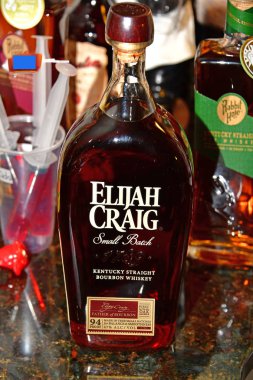 Louisville KY, USA 10-26-19 Whiskey Bottle: Elijah Craig Small Batch Bourbon 750mL. Kentucky Straight Bourbon clipart