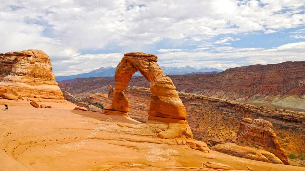 Delicate Arch. Arches National Park. Utah. USA. Mysterious rock formations such as arches, faces, bridges, pillars occur all over the world.