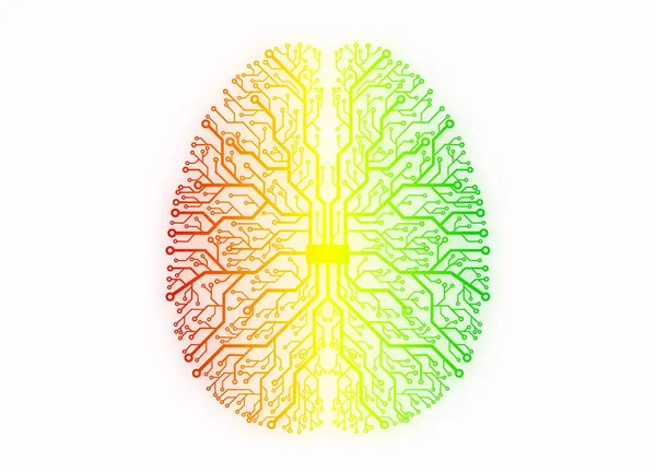 Circuit Imprimé Sous Forme Cerveau — Photo