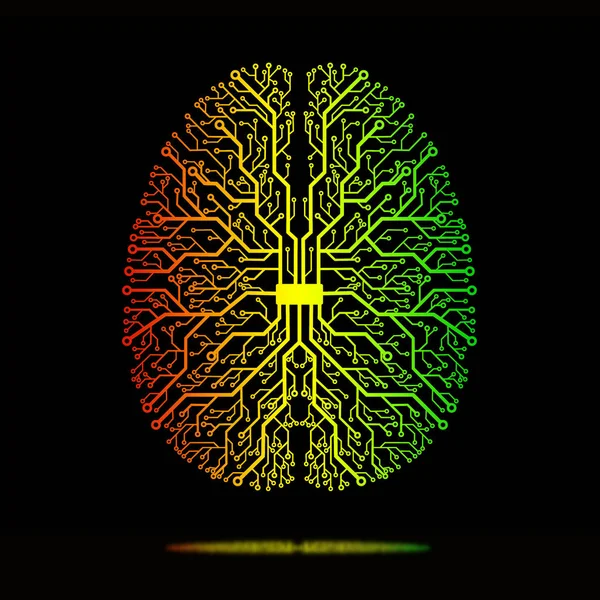 Circuit Imprimé Sous Forme Cerveau — Photo