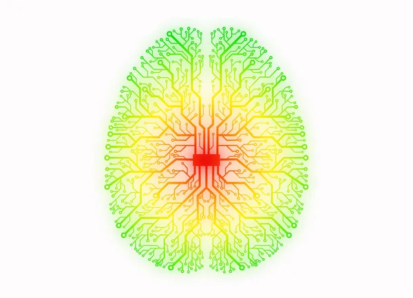 以大脑为形式的印刷电路 — 图库照片