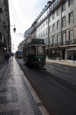 Klasik tramvay Lizbon Portekiz