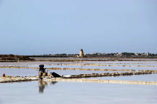 Salinas Marsala Sicilien Italien - Stock-foto