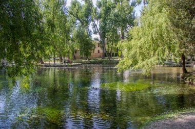 Clitunno Nehri'nin bahar Umbria, İtalya 