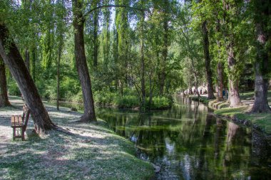 Clitunno Nehri'nin bahar Umbria, İtalya 