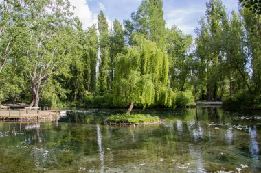 Clitunno Nehri'nin bahar Umbria, İtalya 