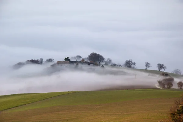 Paisaje Otoñal Con Niebla — Foto de Stock