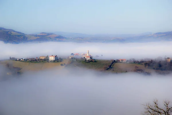 Autumn Landscape Fog — Stock Photo, Image