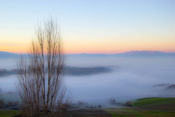 Paisaje Otoñal Con Niebla — Foto de Stock