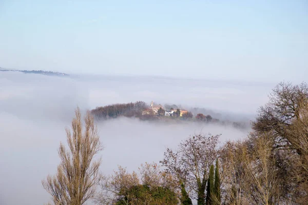 Autumn Landscape Fog — Stock Photo, Image