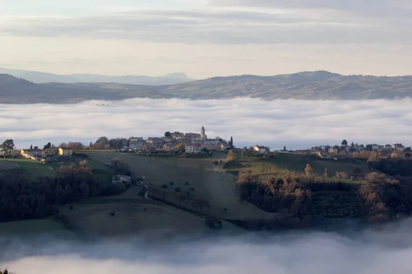 Autumn Landscape Fog — Stock Photo, Image