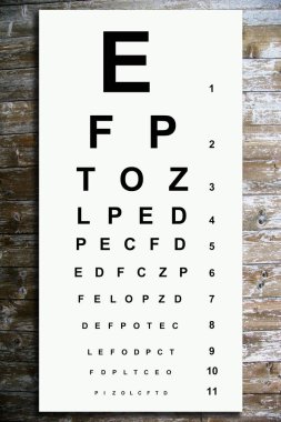 Ahşap arka plan ile optik tablolar