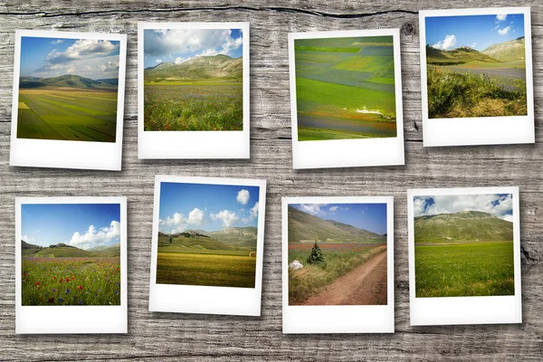 Polaroid Upper Plain Castelluccio — Stock Photo, Image