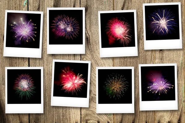 Set Polaroid Fireworks — Stock Photo, Image