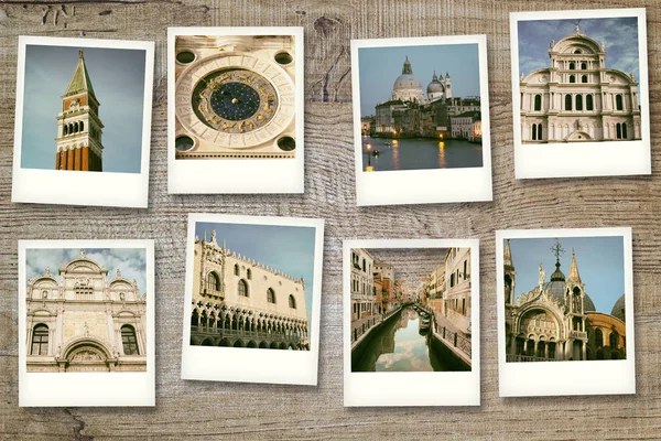 Серія Вісім Polaroids Венеції — стокове фото