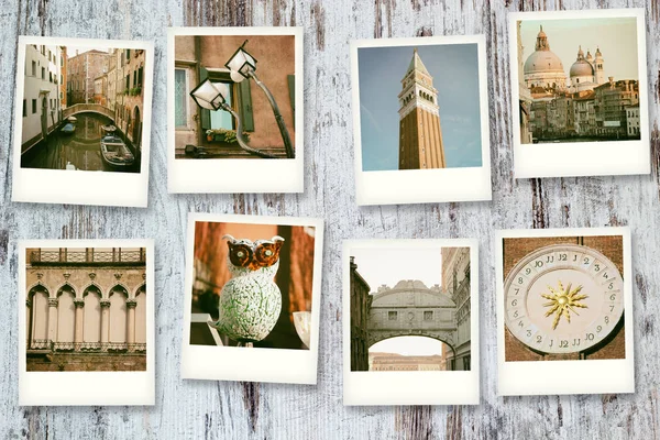 Serie Ocho Polaroids Venecia — Foto de Stock