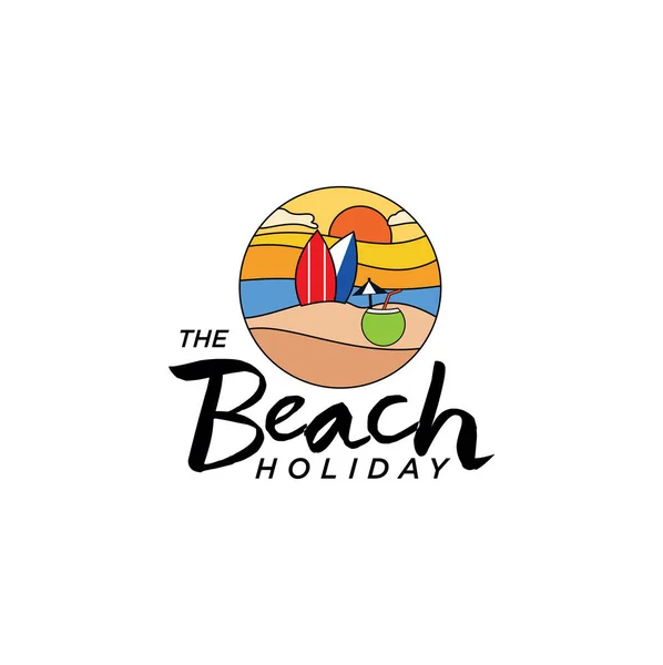 Beach Logo Landscape Holiday Design Vector Stock 해변을 여행하는 템플릿 — 스톡 벡터