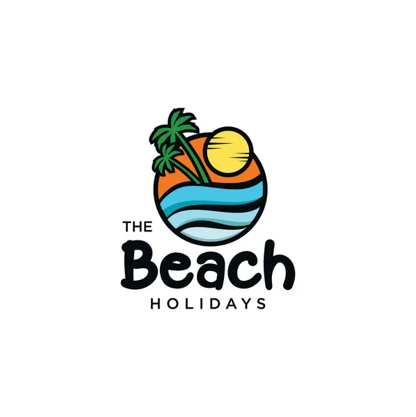 Beach Logo Landscape Holiday Design Vector Stock 해변을 여행하는 템플릿 — 스톡 벡터