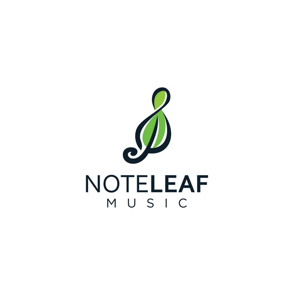 Blad Natur Musik Logotyp Ikon Grön Notaktievektor Music Note Leaf — Stock vektor