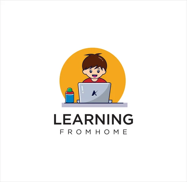 Criança Casa Aprendendo Logotipo Design Aprenda Modelo Logotipo Online Modelo — Vetor de Stock
