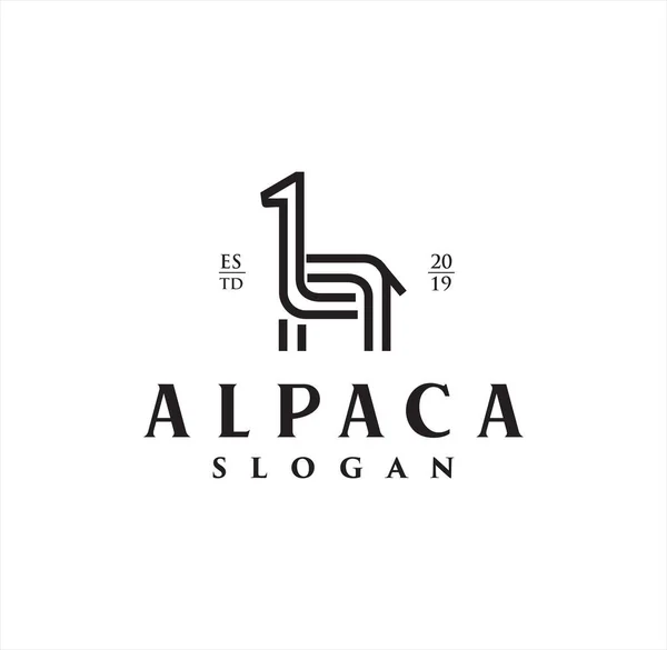 Alpaca Logo Line Art Design Vicuna Huacaya Alpaca Guanaco Abstract — 스톡 벡터