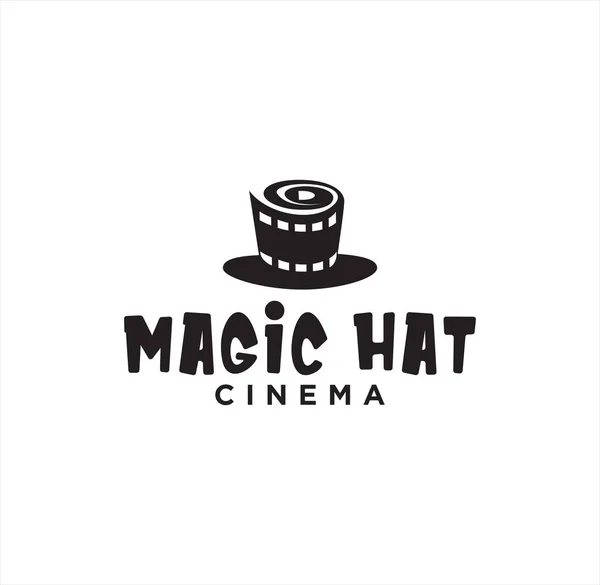 Şapka Sihirli Sinema Logosu Hipster Retro Şablon Ikonu Sinema Sineması — Stok Vektör