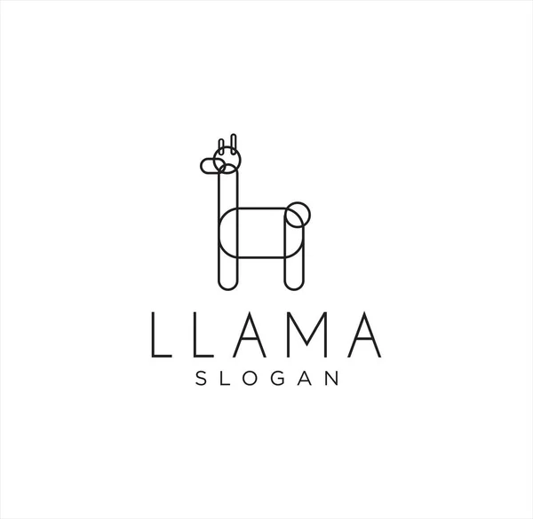 Alpaca Logo Line Art Design Vicuna Huacaya Alpaca Guanaco Abstract — 스톡 벡터