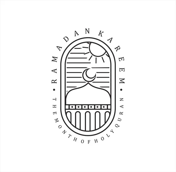 Manzara Logo Tasarımı Llüstrasyonunun Ramazan Kareem Geometrik Soyut Doğrusal Simgesi — Stok Vektör