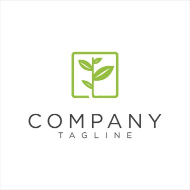 Kare Yaprak Simgesi Şablonu. Doğa Ağacı yaprağı vektör logosu tasarımı .