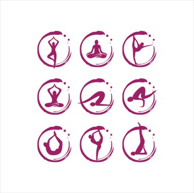 Yoga Tasarımı. Yoga poz simgesi tasarım vektörü. Fitness logosu tasarımı. Yoga Logo Tasarımı. Profesyonel fitness ve Yoga Logosu Tasarım Vektörü