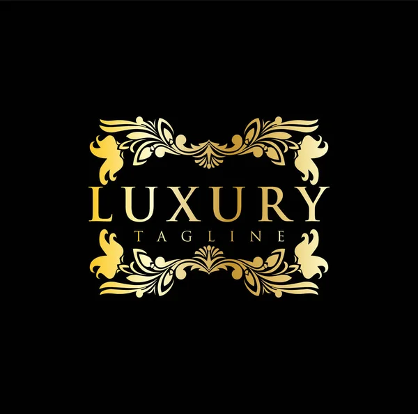 結婚式のロゴデザイン 高級ロゴゴールドデザイン ブティック要素ロゴデザイン 豪華な装飾金の花のデザインのロゴ — ストックベクタ