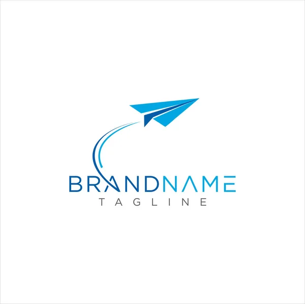 Modern Paper Plane Logo Template Illustration Design Aircraft Logo Design - Stok Vektor