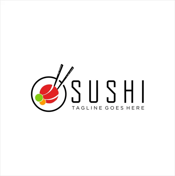 Diseño Vectores Orientales Japoneses Sushi Logo Diseño Tradicional Logotipos Comida — Vector de stock