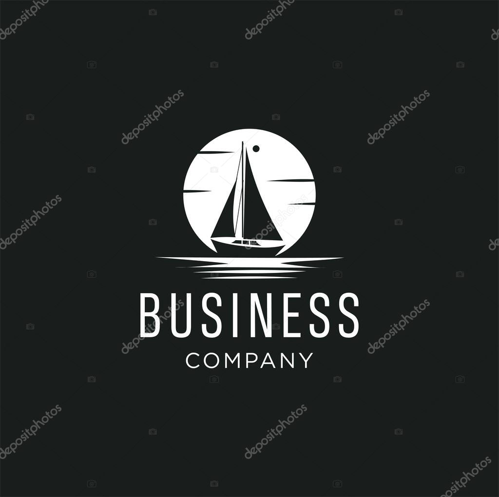 Sailing Logo Design Template. Yacht Logo design inspiration Silhouette Hipster Retro