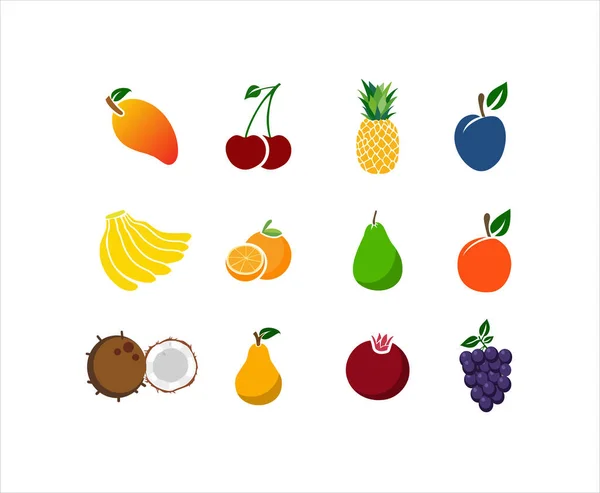 Set Fruit Food Sysymbols Collection Vegetarian Vector Design Illustration — Vector de stock