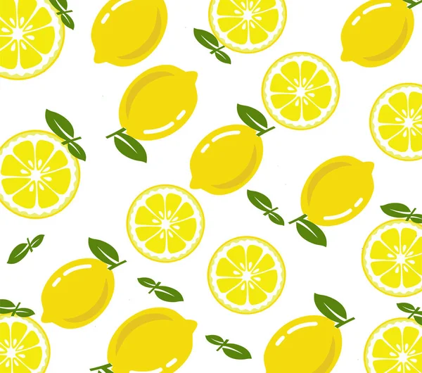 Lemon Fondo Fruta Patrón Vectorial Sin Fisuras Textura Para Fondos — Vector de stock