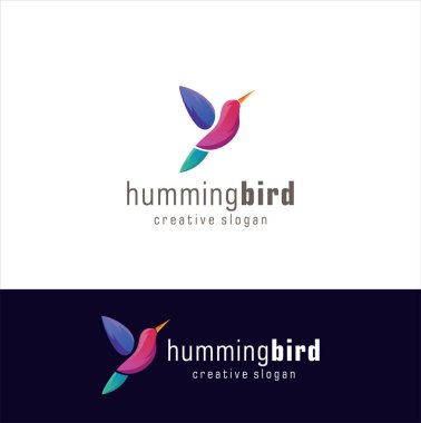 Uğultulu Kuş Logosu Yaratıcı Renk İşareti. Uçan Kuş Renkli Logo Tasarım İllüstrasyonu. Uçan kuş kobri sinekkuşu logosu Renkli Tasarım Çizimi