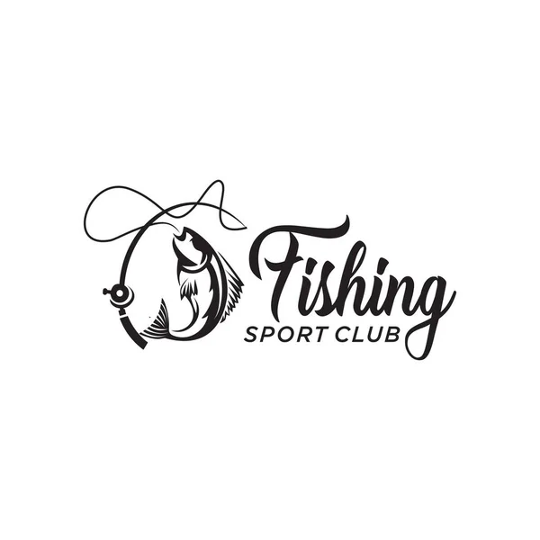 Pesca Retrò Logo Club Vettoriali Distintivi Emblemi Vintage Fishing Sport — Vettoriale Stock