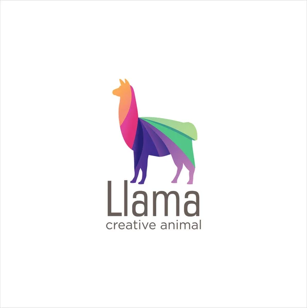 Creative Abstract Colorful Llama Logo Icon Design Vector Animal Logo — Vector de stock