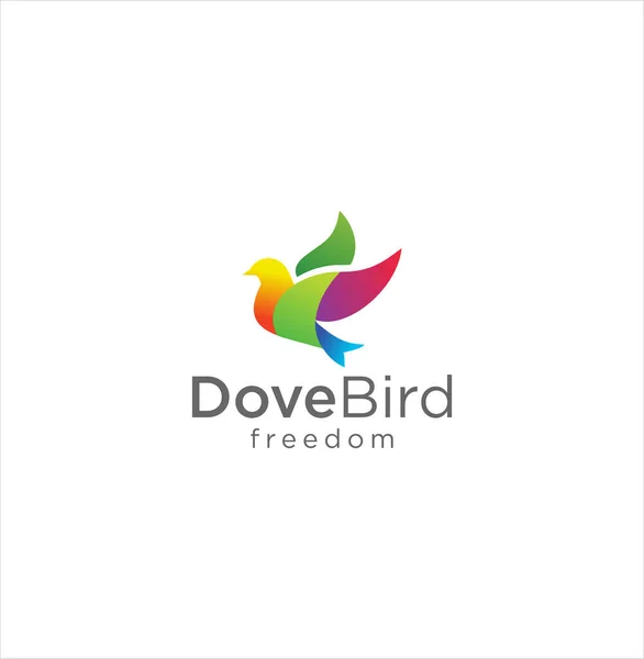 Bird Dove Pigeon Logo Template Vector Illustration Icon Element . Fliying Bird Colorful Logo Design Illustration