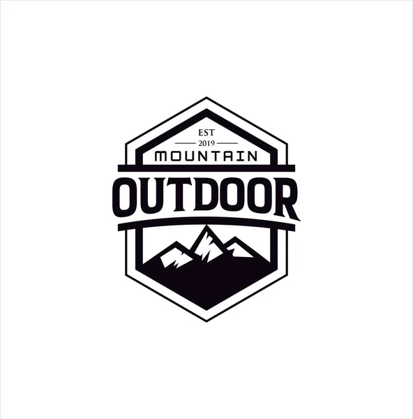 Mountain Adventure Logo Vintage Hipster Retro Sylwetka Mountain Outdoor Projektowanie — Wektor stockowy