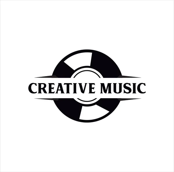 Vinyl Music Disc Logo Silhouette Vintage Icon Design Vector Stock — Vector de stock