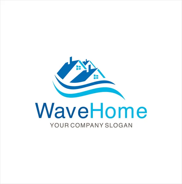 Wave Real Estate Logo Design Vector Stock Wave House Logo — Image vectorielle