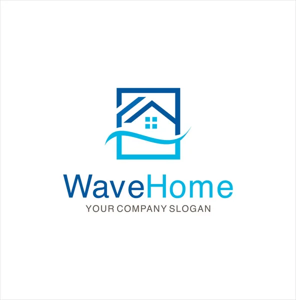Wave Real Estate Logo Design Vector Stock Wave House Logo — Image vectorielle