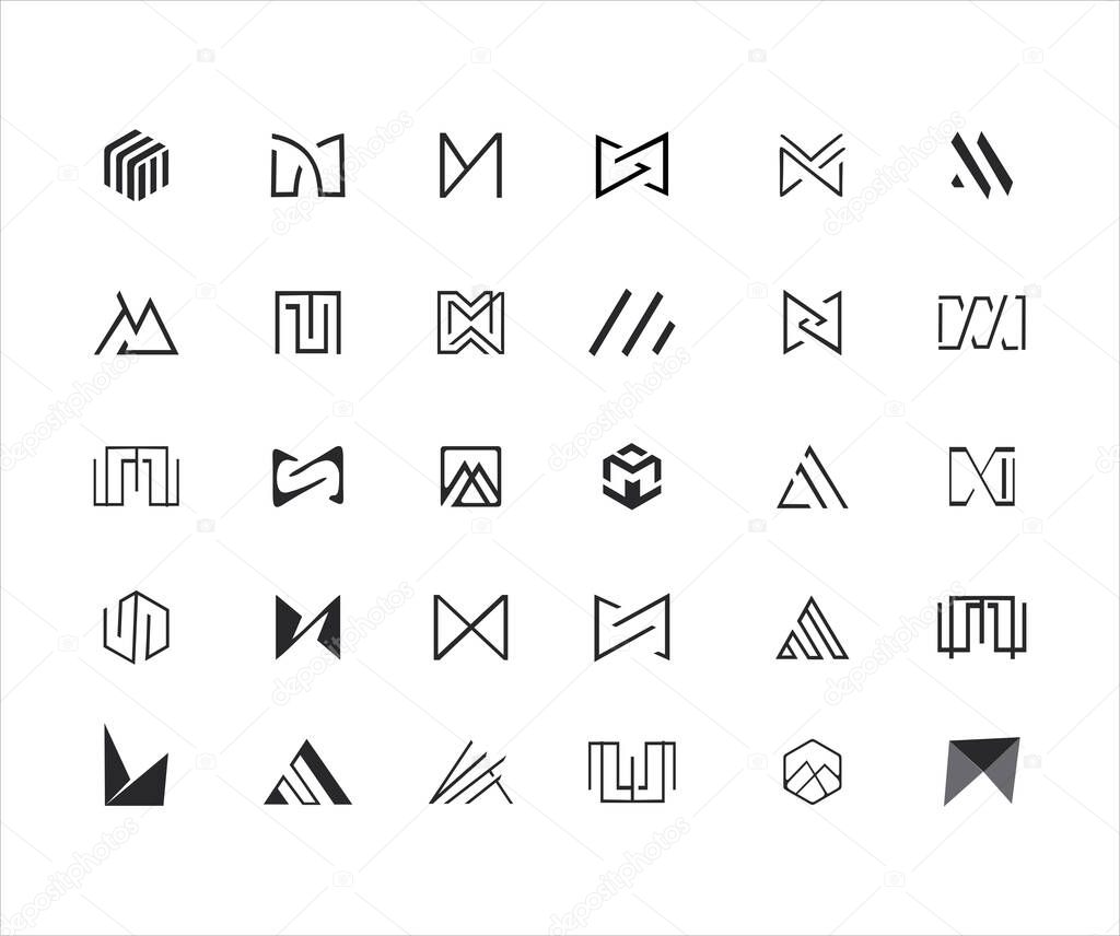 Big set of monogram Letter Logo Design Vector Stock Illustration